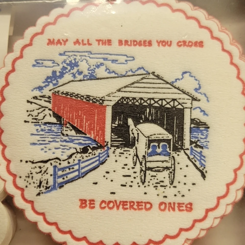 Vintage Covered Wagon Coaster & Napkin 24 Sets Sealed Packaging